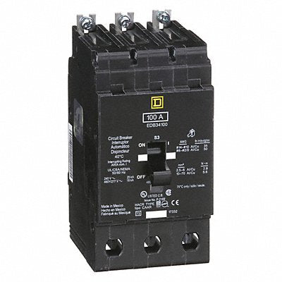 SQUARE D EDB34100 Circuit Breaker 100A Bolt On 277/480V 3P
