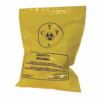 GRAINGER 3UAD5 Chemo Waste Bags 1/2 gal Yellow PK100