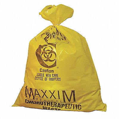 GRAINGER WYCB142233 Chemo Waste Bags 14 gal Yellow PK100