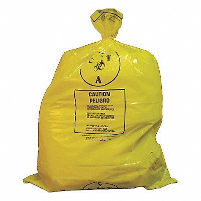 GRAINGER 3UAD7 Chemo Waste Bags 25 gal Yellow PK100