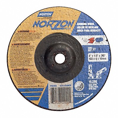 NORTON 66252842004 Cut Off Grinding Wheel 3/8 CN Unthreaded Hole
