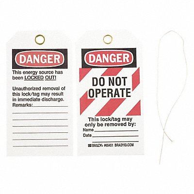 BRADY 65451 Danger Tag 5-3/4 x 3 In Cardstock PK25