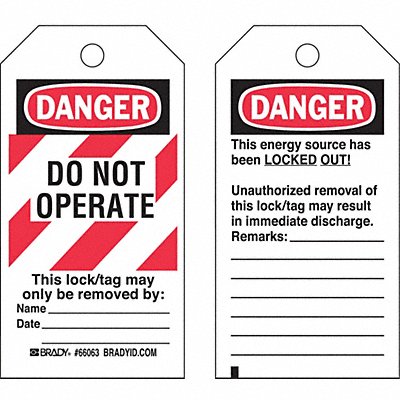 BRADY 66063 Danger Tag 5-3/4 x 3 In OSHA Brs PK25