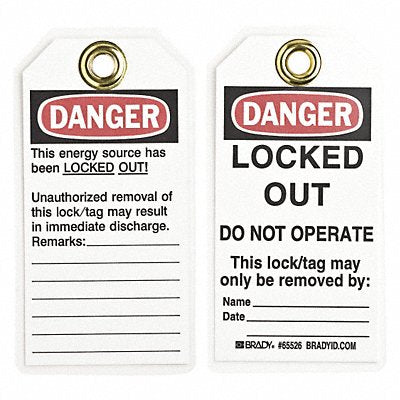 BRADY 65526 Danger Tag 5-1/2 x 3 In Hd Polyest PK25