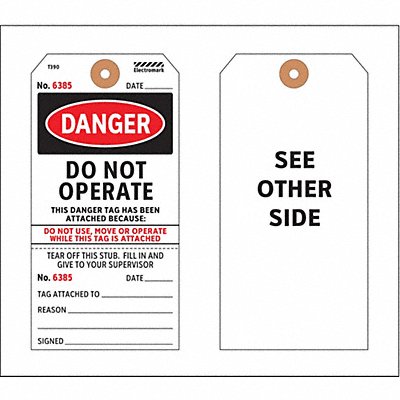 ELECTROMARK Y602696 Danger Tag 5-3/4 x 2-7/8 In PK100