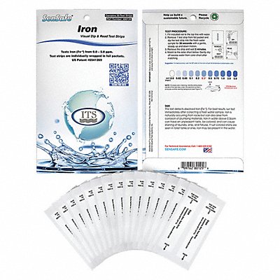 INDUSTRIAL TEST SYSTEMS 480125 Test Strips L 0 to 5 ppm Iron PK30