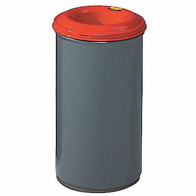 JUSTRITE 26455 Garbage Can Round 55 gal Red/Grey