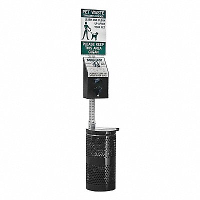 DOGIPOT 1003BLKL Pole Mounted Pet Waste Station Black