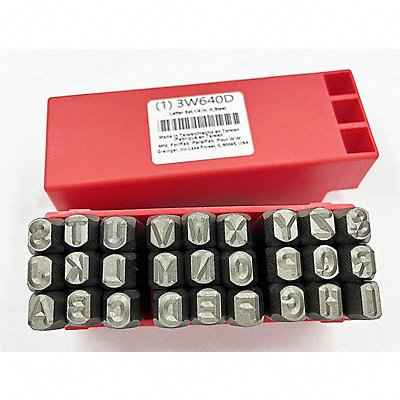 GRAINGER 3W640 Letter Set 1/4 in H Steel