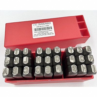 GRAINGER 3W646 Letter Set 1/4 in H Steel