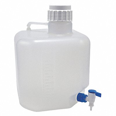 GRAINGER 3WDV7 Carboy 20 L 419 mm H White