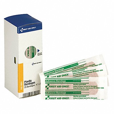 FIRST AID ONLY FAE3004 Strip Bandages 3 x3/4 Plastic PK25