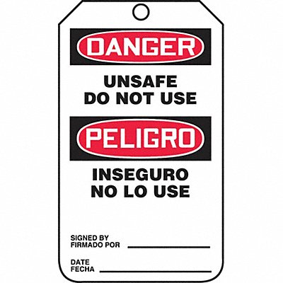 ACCUFORM TSP164PTM Safty Tag 5 7/8in H 3 3/8in W Plastic PK5