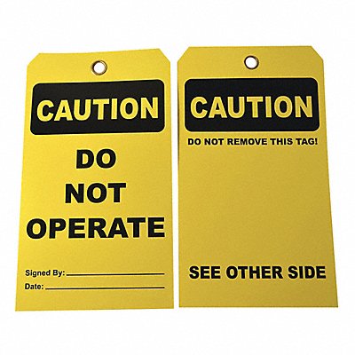 GRAINGER 3XAZ9 Caution Tag 7 in H 4 in W Cardstock PK25