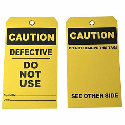 GRAINGER 3XCA3 Caution Tag 7 in H 4 in W Cardstock PK25