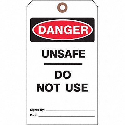 SEE ALL INDUSTRIES DTUFG35 Danger Tag 7 in H 4 in W Cardstock PK25