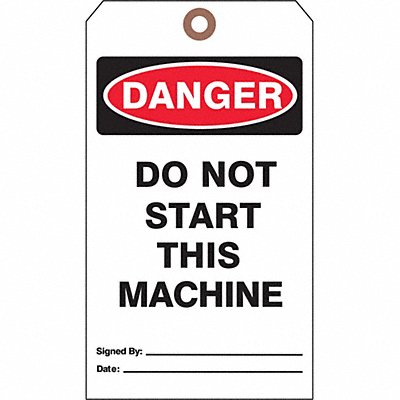 SEE ALL INDUSTRIES DTUFG37 Danger Tag 7 in H 4 in W Cardstock PK25