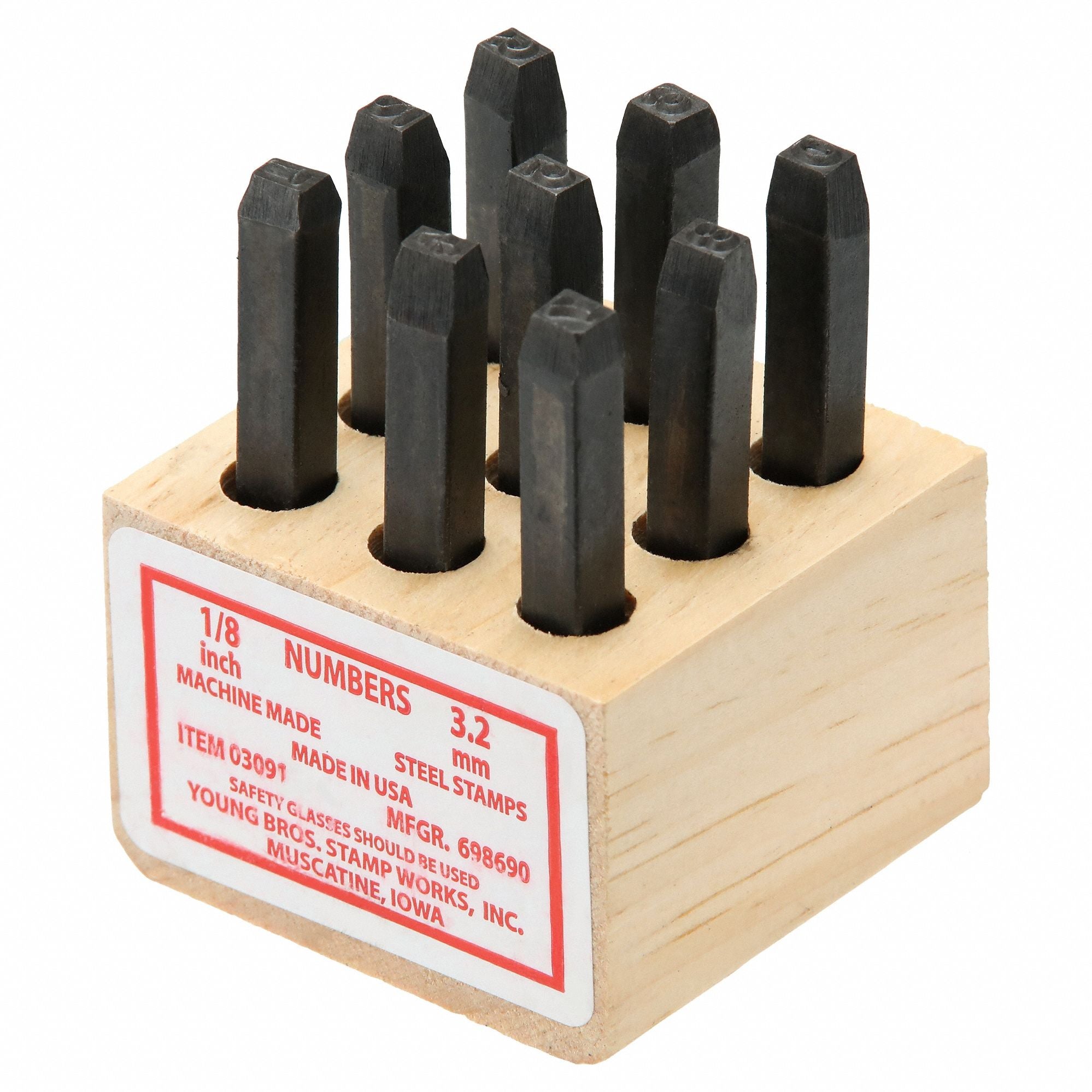YOUNG BROS. STAMP WORKS 0309169W14469 Hand Stamp 1/8 Char. H 6/9 Char.