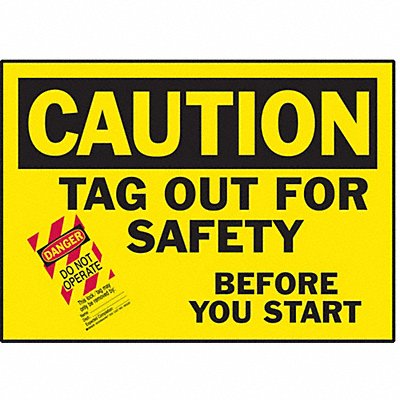 BRADY 86251 Caution Label 3 1/2inx5 in Polyester PK5