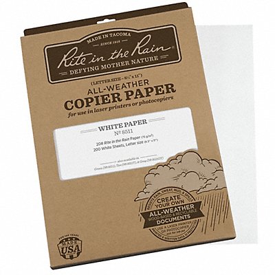 RITE IN THE RAIN 8511 Waterproof Laser Paper 8-1/2 x11 PK200