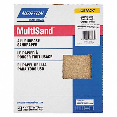 NORTON 7660700365 Sanding Sheet Assortment 11 in L 25PC