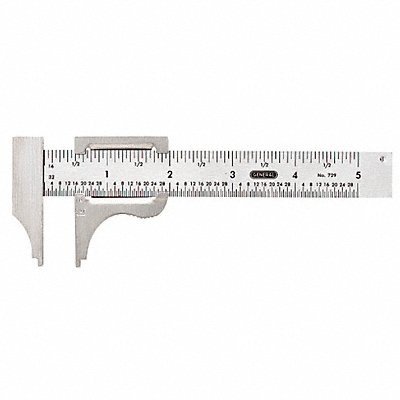 GENERAL 729 Vernier Caliper 4 In SS 1/16 1/32 Grad