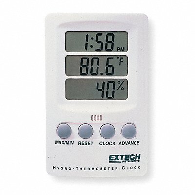 EXTECH 445702 Clock Digital Hygrometer 14 to 140 F