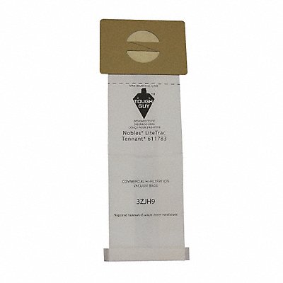 TOUGH GUY 3ZJH9 Vacuum Bag Paper 2-Ply Reusable PK10