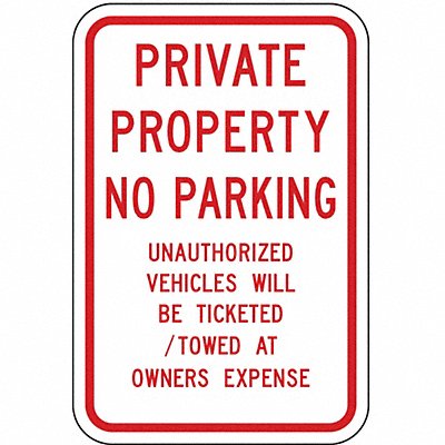 LYLE PPR06212HA Private Property No Parking Sign 18 x12