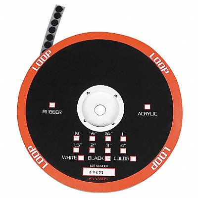 GRAINGER 16U765 Loop Round 1/2 Dia Black PK1565