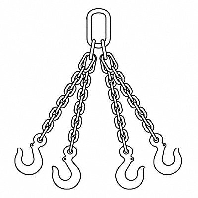 GRAINGER 200002844 Chain Sling 3/8 in Size G80 5 ft L QOS
