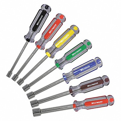 WESTWARD 401L15 Solid Round Shank Nut Driver Set