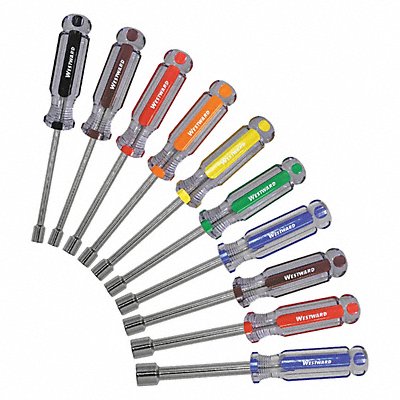 WESTWARD 401L16 Solid Round Shank Nut Driver Set