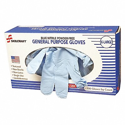ABILITY ONE 8415010000000 Disposable Gloves Nitrile XL PK100