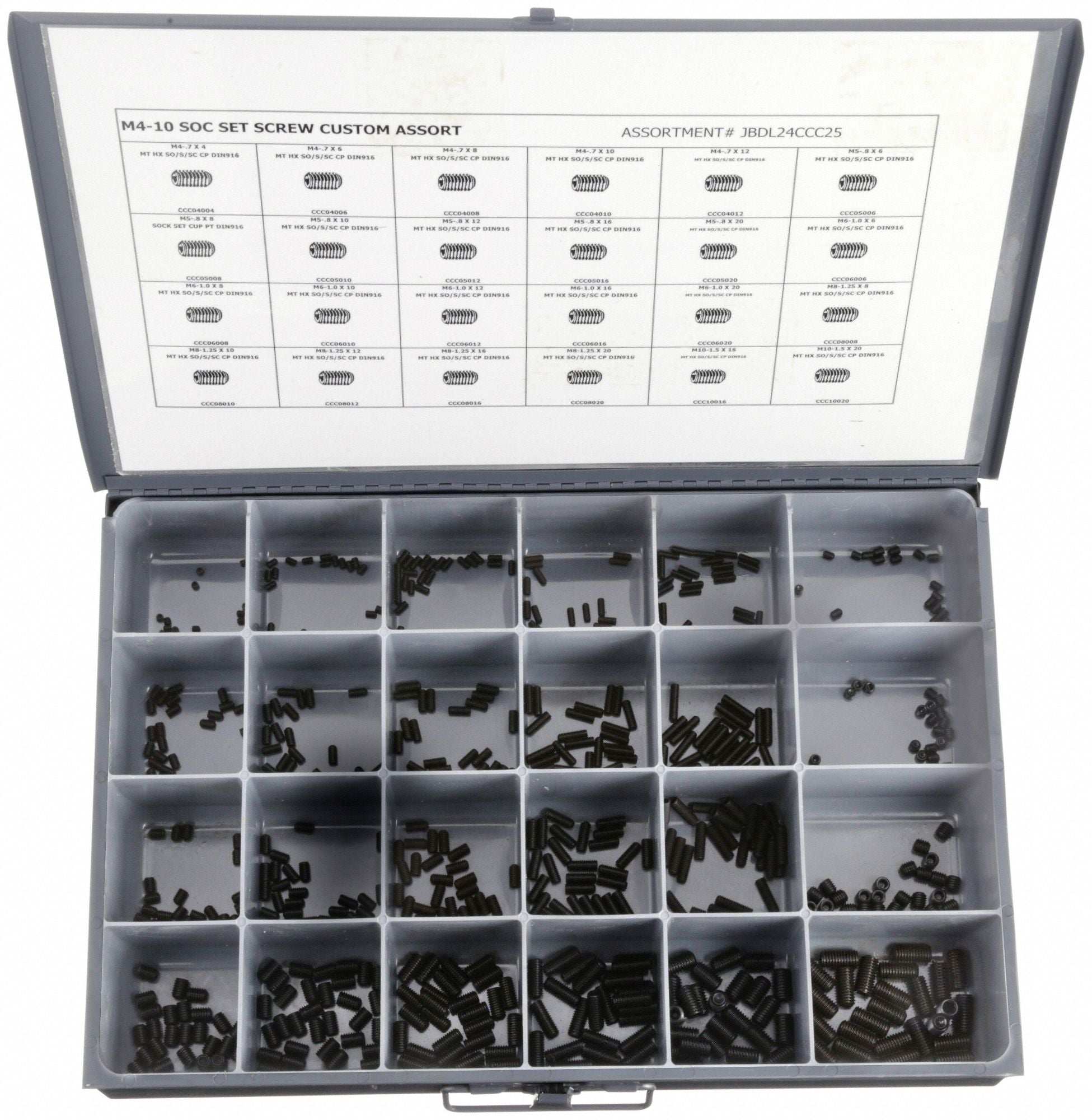 GRAINGER JBDL24CCC25 Socket SetScrewAssort Metric Plain 600pcs