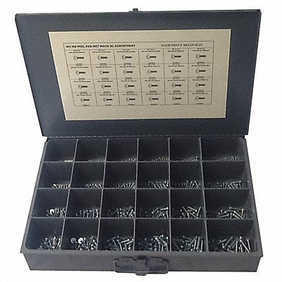 GRAINGER JBDL24CNC25 Screw Assortment 600 pcs. 4 to 30mm L