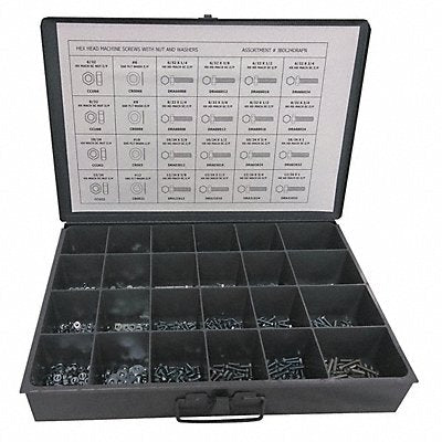 GRAINGER JBDL24DRAFN Fastener Assortment 1600 pcs 1/4 to 1 L