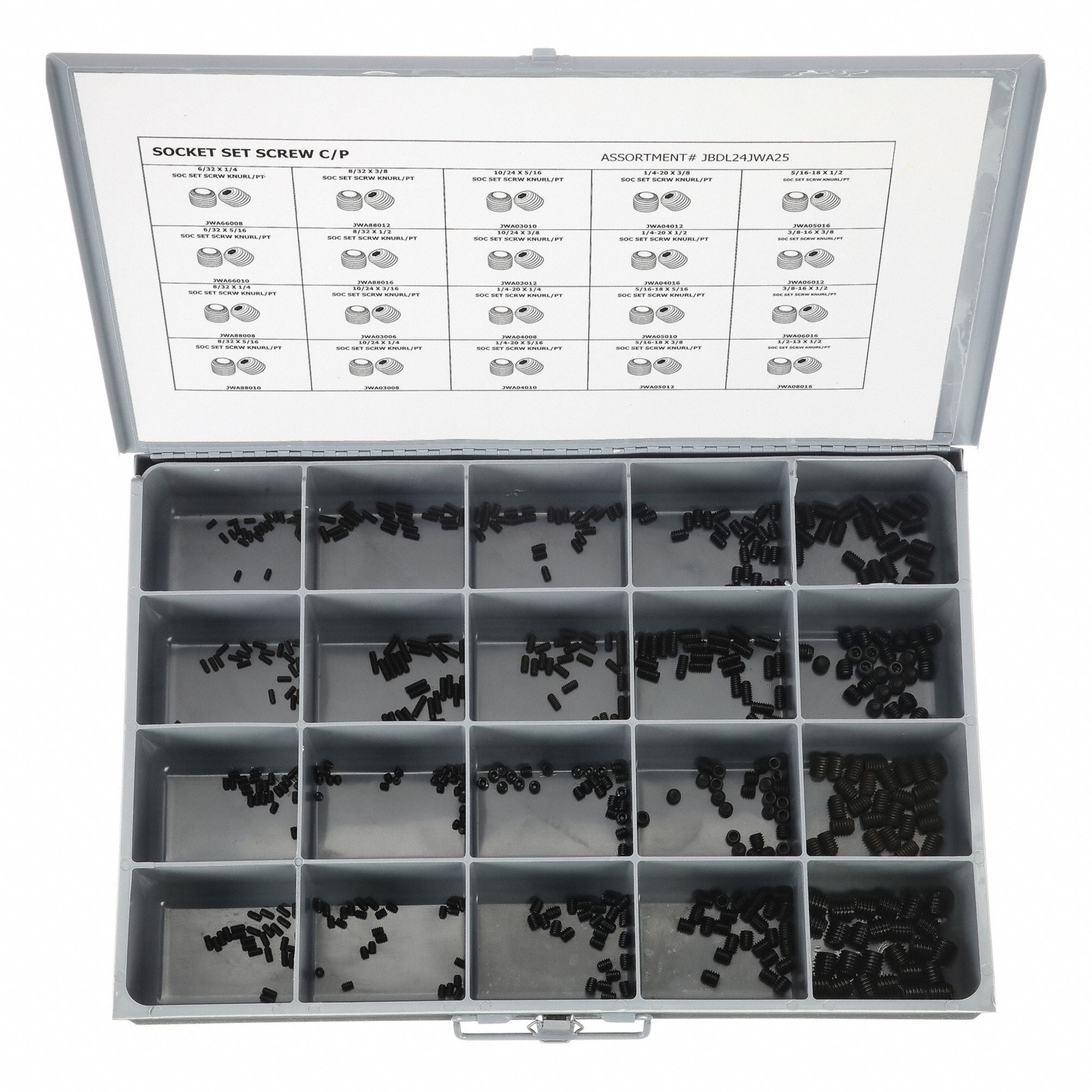 GRAINGER JBDL24JWA25 Socket Set Screw Assort. In Plain 500pcs