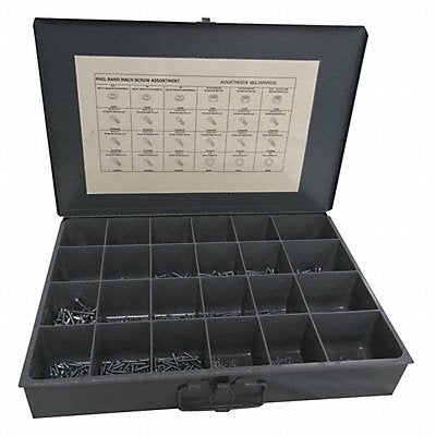 GRAINGER JBDL24PFMS50 Nut/Screw Assort Phillips 1200pcs Zinc