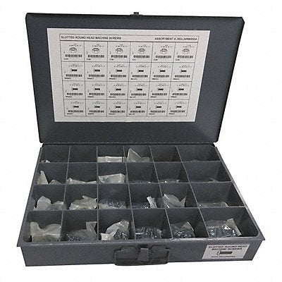 GRAINGER JBDL24RMS50A Nut/Screw Assort Slotted 1200pcs Zinc