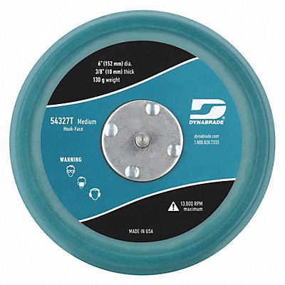 DYNABRADE 54327 Disc Backup Pad 6 Dia Max 13 000 RPM