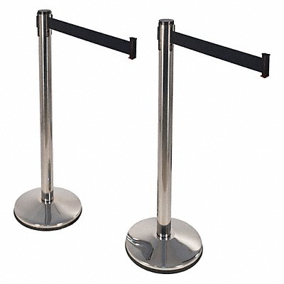 RETRACTA-BELT PRIME 100PS1BK2PK Belt Barrier Steel and Concrete PK2
