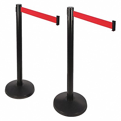 RETRACTA-BELT PRIME 101SBRD2PK Belt Barrier Red Sloped Black ABS PK2