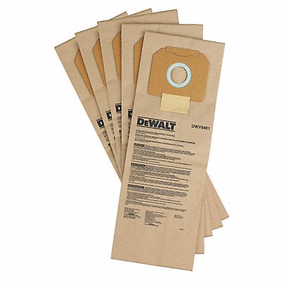DEWALT DWV9401 Vacuum Bag Paper 2-Ply Reusable PK5