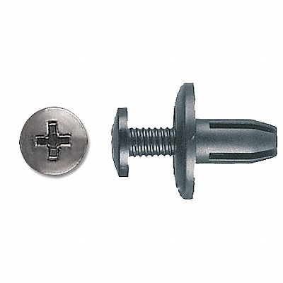 GRAINGER 1597PK Nylon Retainers Black Dome 11mm L PK25