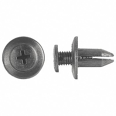 GRAINGER 1603PK Nylon Retainers Black Dome 12mm L PK15
