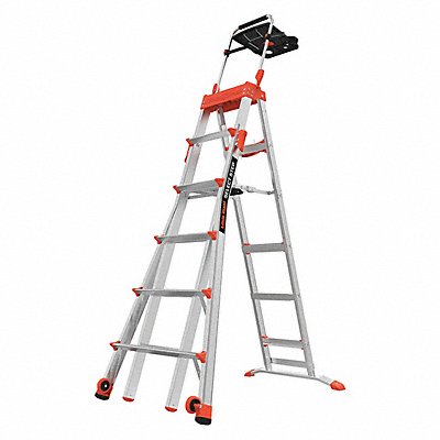 LITTLE GIANT 15109001 Adjustable Stepladder Alum 6 to 10 ft 300 lb