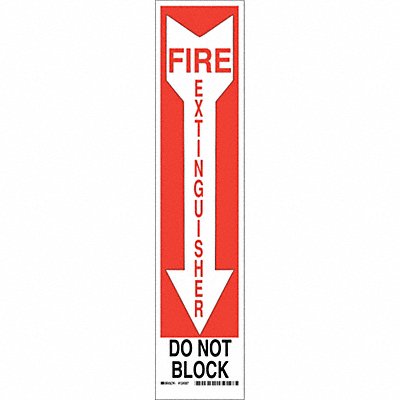 BRADY 124566 Fire Ext Sign 18X4 Black and Red/Wt