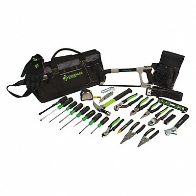 GREENLEE 015928MULTI Electricians Tool Kit 28 pcs. Bag