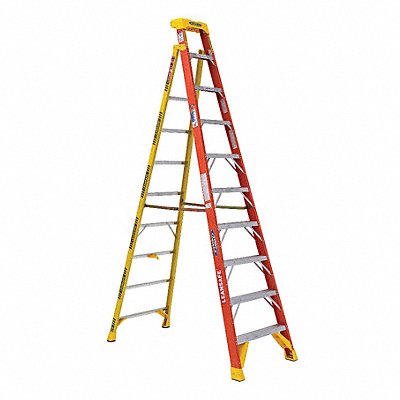 WERNER L6210 Stepladder Fiberglass 300 lb Ld Cap.
